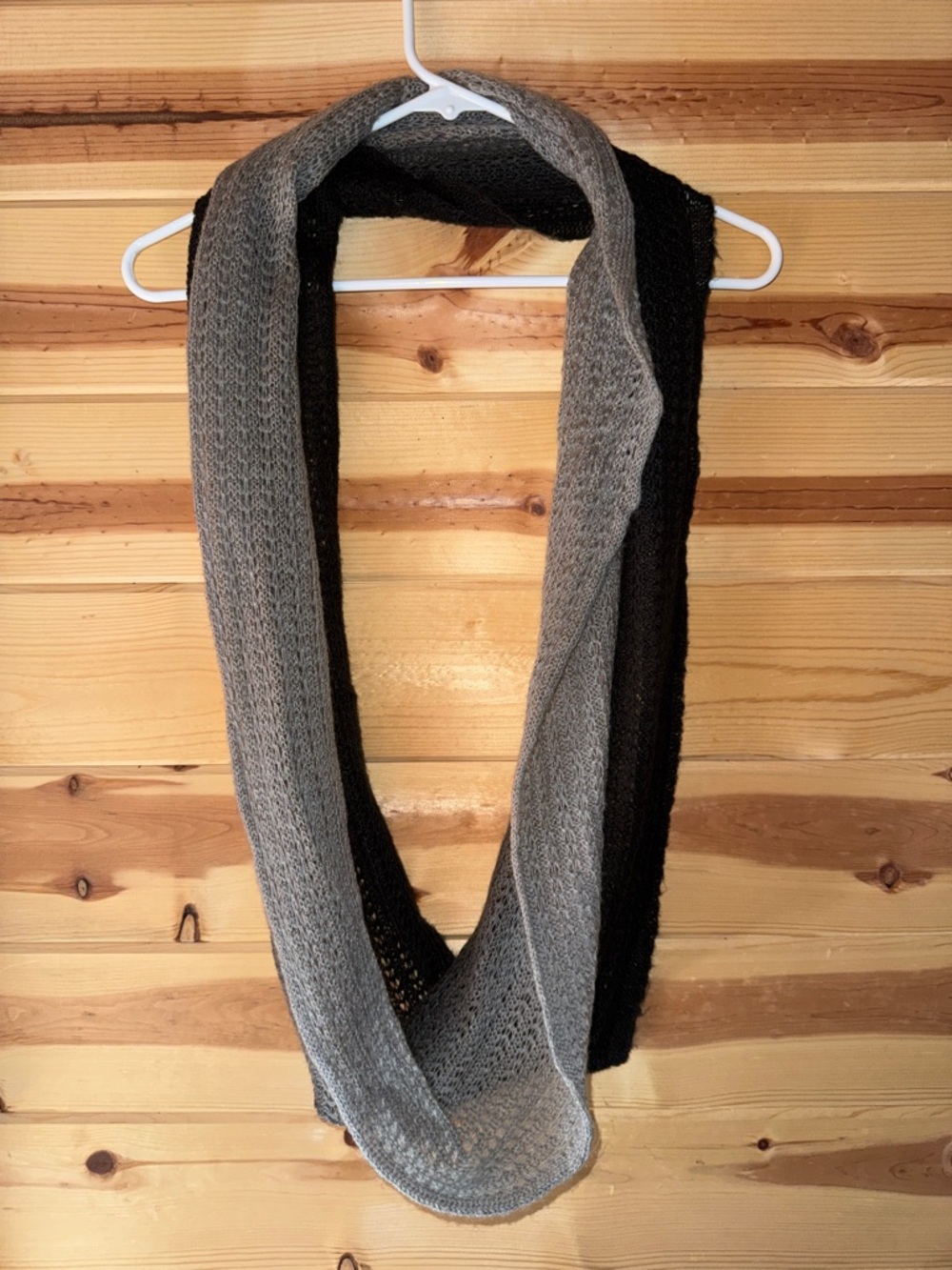 Classic Two-Tone Knit Infinity Scarf - Gray & Black